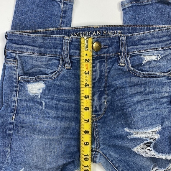 American Eagle Super Stretch X Hi-Rise Jegging Distressed Size 4 - Picture 10 of 14